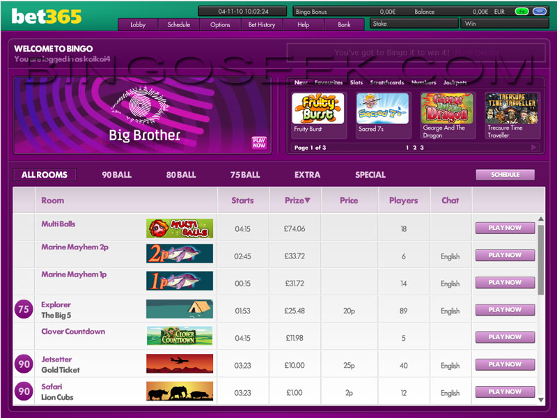 bet365 Bingo Lobby